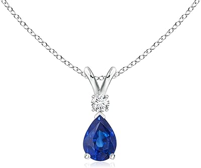 Natural Blue Sapphire Teardrop Pendant Necklace in Sterling Silver/14K Solid Gold/18K Solid Gold/Platinum for Women, Girls with 18" Chain | September Birthstone Jewelry Gift for Her