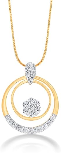 P.N.Gagdil Jewellers 18 Karat Yellow Gold &amp; Diamond Certified Gold Casual Pendant For Women KEN0023P FG/VS