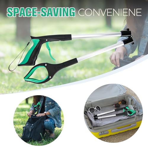 Image of 6-Pack 32inch Upgrade Foldable Grabber Reacher Tool, Reacher Grabber Pickup Tool with 4 inch Wide jaw and 360 Rotating Head,Grabbers for Seniors Outdoor & Indoor (Green)