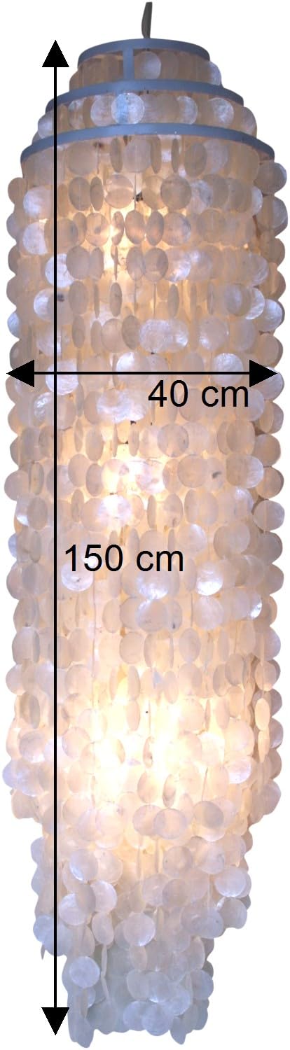 GURU SHOP Deckenlampe Muschelleuchte aus Capiz, Modell Samos | Hochwertige Handarbeit, einzigartiges Design, stimmungsvolle Beleuchtung, natürliche Materialien