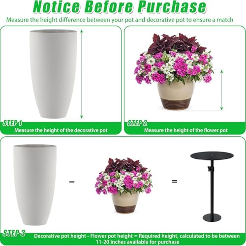 Insert de pot de fleurs réglable en hauteur, support à colonne - 8