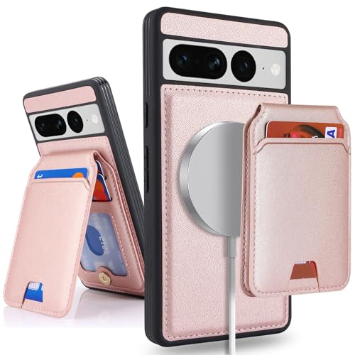 SailorTech for Google Pixel 7 Pro case with Credit Card Holder, fits Pixel 7 Pro Leather Case Wallet for Women Compatible Wallet Detachable 2-in-1 for Men-Pink