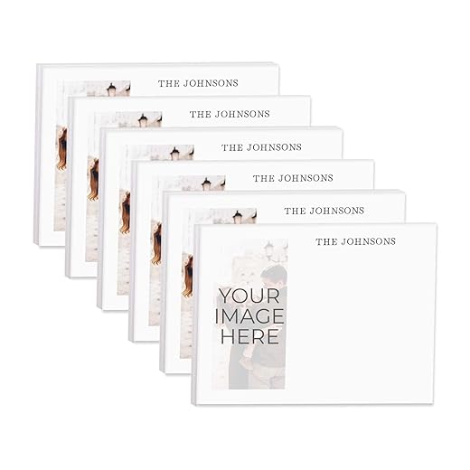 Personalized Photo Sticky Note Pads / 4" x 3" Repositionable Custom Sticky Notes / 50 Sheets Per Pad/Set of 6 / Made in USA