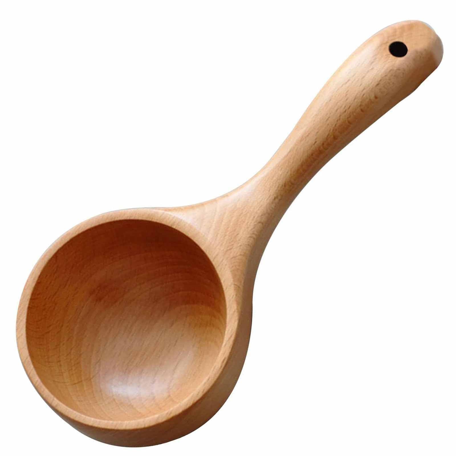 1 PCS Solid Wood Water Scoop Spoon Multipurpose Wooden Spoon Bath Salt Wooden Ladle Spoon Scoops for Canisters Flour Ladles for Cooking with Short Handle,Washing Powder Scoop