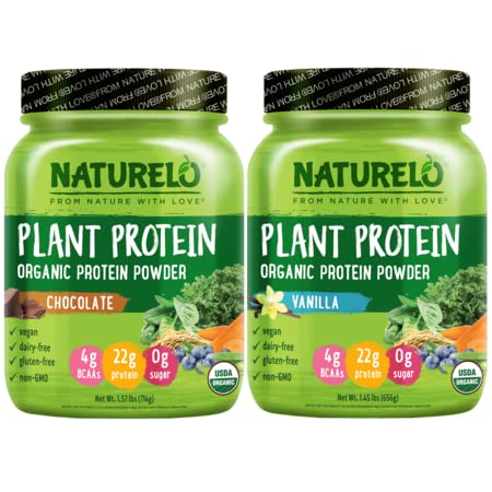 NATURELO Vegan Plant Protein Powder - Vanilla and Chocolate Bundle - 40 Servings