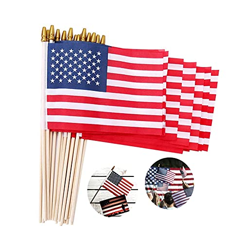 Small American Flags on Stick 5x8 Inch/12 Pack - Mini Ameirican F...
