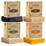 360Feel Men's Soap bar Handmade - 4 Man Soap Bar -Masculine fragrance- Bay Rum, Patchouli, Pine Tar with Charcoal Beeswax,Citrus - Gift pack- Natural Men Soap- Valentine Gift for him