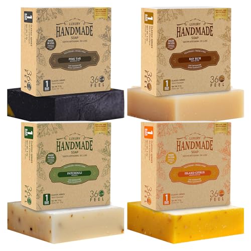 360Feel Mens Bar Soap - Made in the USA - Castile Handmade All Natural Cold Processed -...