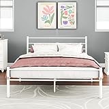 VERFARM Struttura in metallo con rete a doghe, telaio doppio con testiera, letto per gli ospiti, 120 x 200 cm, bianco