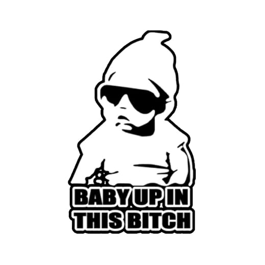 Baby Up In This Bitch - Allwetter-Aufkleber, Vinyl-Aufkleber, Auto, Laptop, LKW, Werkzeugkasten, Fenster, Tumbler, Boot, Anhänger usw (Lila, 5x6)