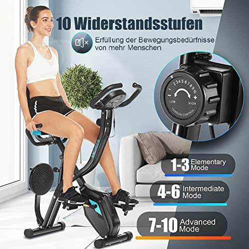 ANCHEER Hometrainer, fiets met app-aansluiting, F-bike, steungewicht 125 kg, inklapbare hometrainer, X-Bike, 10-traps instelbare magneetweerstand, fietstrainer, handpulssensoren, ruimtebesparend - Afbeelding 3