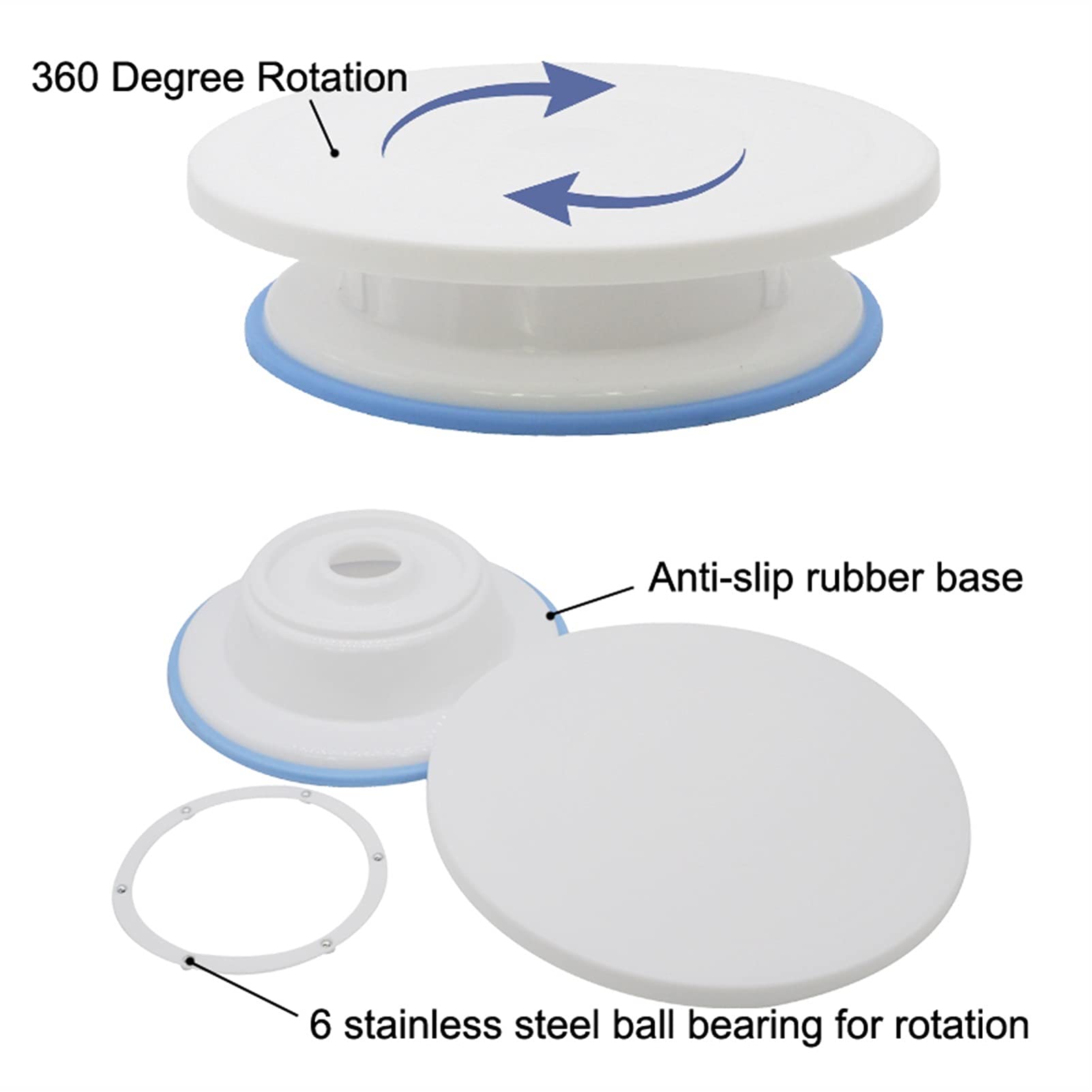 Gramofon do ciasta 25 cm plastikowy tort obrotowy stół DIY ciasto narzędzie do pieczenia ciasto stojak ciasto obrotowy ciasto dekoracja tort narzędzie do pieczenia obracanie ciasto stojak na ciasto (kolor: antypoślizgowa gramofon)