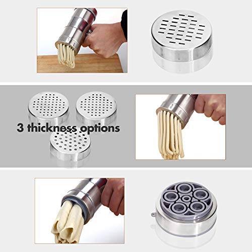 Vetaking Stainless Steel Manual Noodles Press Hand Crank Spaghetti Fettuccine Noodle Dough Press Machine Pasta Maker With 5 Noodle Mould, Fruit Juicer Squeezer (18.5X14Cm) #TOP5