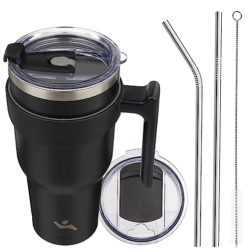 Image of Konokyo 40 oz Tumbler with Handle and Straw, Insulated Travel Mug
