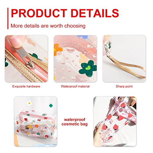 2-Pack Clear Cosmetic Bag, with 2 Silicone Brushes, Portable Makeup Storage Bag, PVC wash Bag, Zipper Pencil case - Image 3