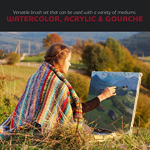 Wa Portman Flat Paint Brush Set Of 4 - Flat Brush For Watercolor & Acrylic - Professional Watercolor Brushes & Acrylic Brushes Set - Acrylic & Watercolor Paint Brushes With Triangular Comfort Grip #TOP5