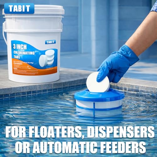 Image of Chlorine Tablets 3 inch 40 Pounds, TABIT Swimming Pool Long Lasting Chlorinating Tablets, Slow Dissolving, Tri-Chlor for Swim Pool, Hot Tubs, Spa