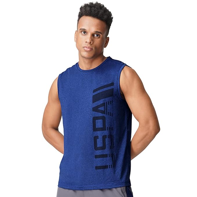 U.S. POLO ASSN. Men Sleeveless Regular Fit Brand Print Polyester I711 Vest - Pack of 1