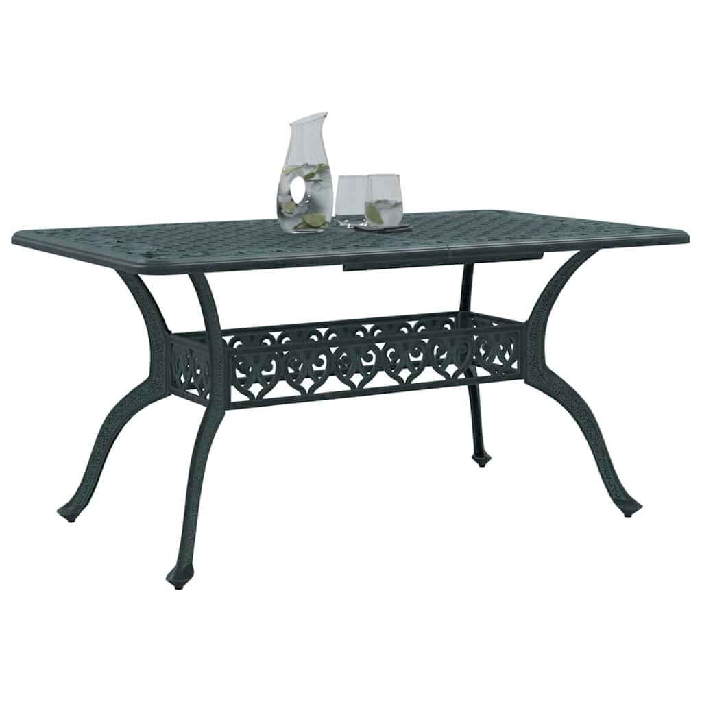 vidaXL Tavolo da Giardino Verde 150x90x72 cm in Alluminio Pressofuso