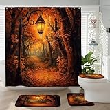 Informations sur la taille : cet ensemble de rideau de douche décoratif mesure : 182,9 x 182,9 cm, tapis antidérapant : 45 x 74,9 cm, taille en forme de U : 45 x 37,3 cm, taille du couvercle de toilette : 43,9 x 37,8 cm. Ce rideau de douche de salle de bain convient à la plupart des salles de bains.