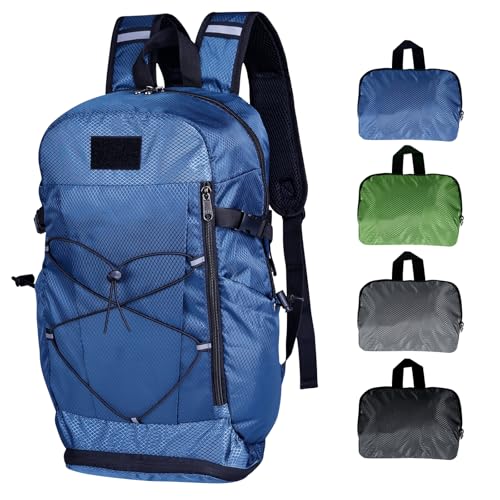 Wanderrucksack Klein Rucksack Damen Herren Tagesrucksack Wasserdicht Faltbarer Rucksack 15L Kleiner Leichter Wanderrucksack Ultraleicht Travel Daypack Backpack für Herren Damen Sport und Outdoor（Blau）