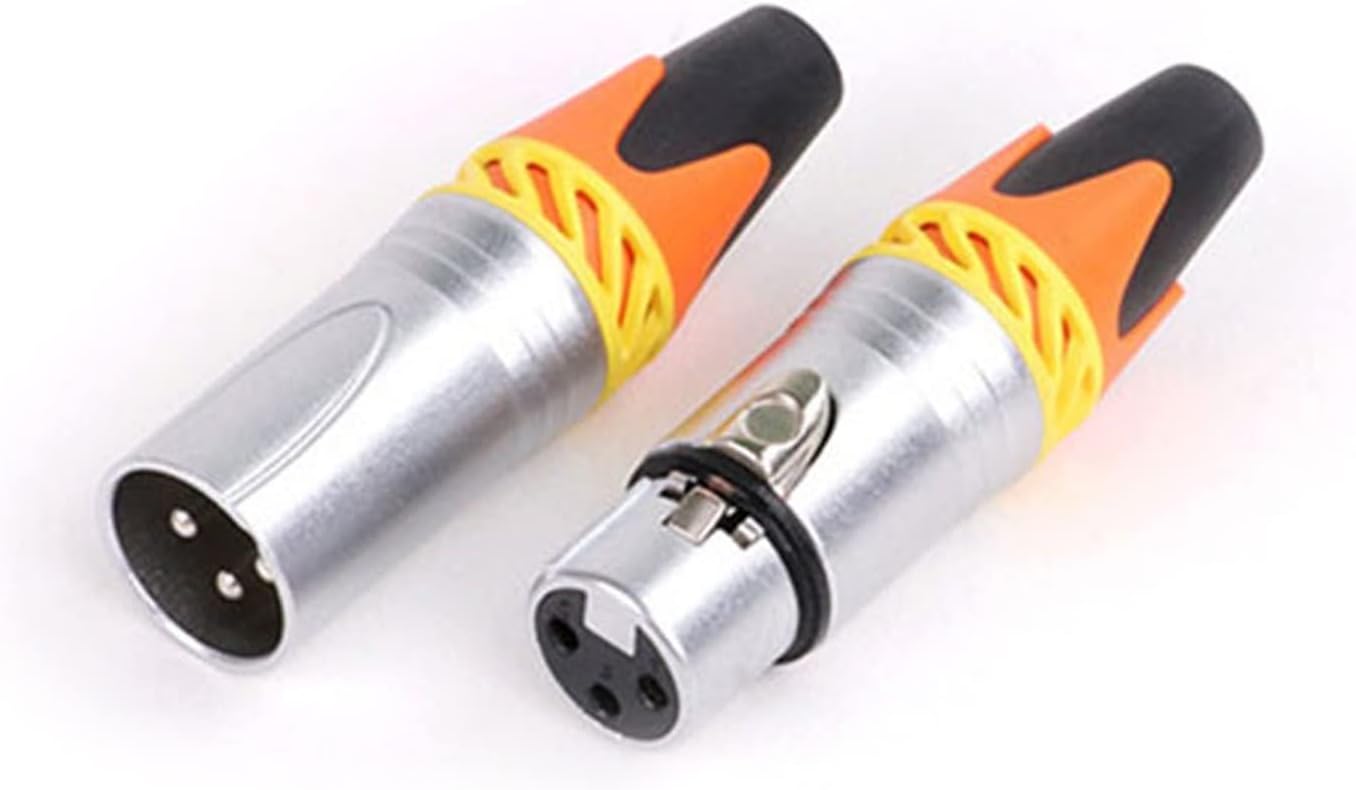 X L R Connector 3pin XLR Microphone M I C Male Plug Female Jack Adapter 6 Colors Available Cable Terminals Soldering 10Pcs(5xD1037-Orange)
