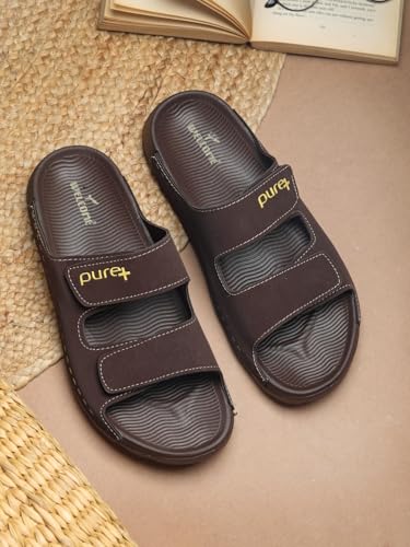 Image of URJO PURE Men's Sliders /Slippers Lightweight Super Flexible Arch Support Durable Anti Skid & Stylish Dailywear Sliders /Slippers for Men (URJO by Welcome)