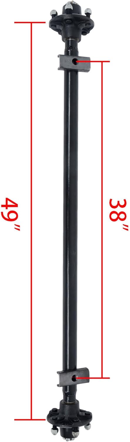 Trailer Axle 2000 lbs Axle Beam 5 Lug Trailer Axle 49 inch Hub Face 38 inch Spring Center