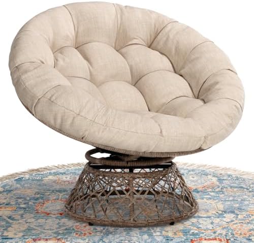 Bme 40" Ergonomic Wicker Papasan Chair with Soft Thick Density Fa...