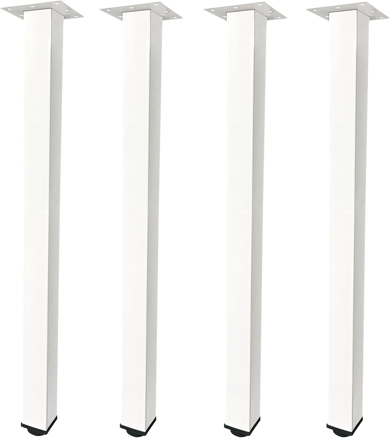 QLLY 28 inch Adjustable Metal Desk Legs, Square Office Table Furniture Leg, Set of 4 (White) 28 inch White