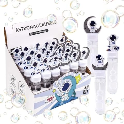 JOYYPOP 24 Pack Mini Bubble Wands for Kids Space Party Favors Astronaut Bubble Wands Summer Gifts for Boys Girls Space Theme Birthday Party Cover