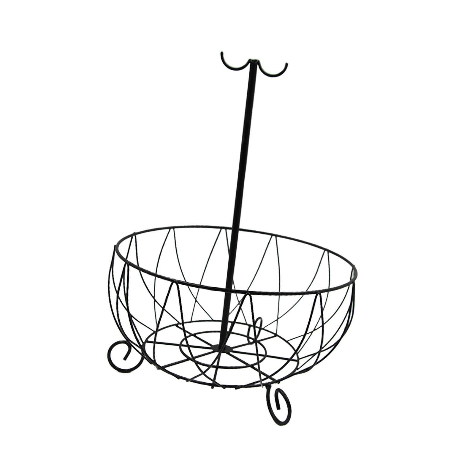 Fzl02068lm Black Fruit Bowl Fruit Basket Holder With Banana Hanger Tree Serving Bread Storage Counter Decor Stand For Kitchen Versatile(Black)