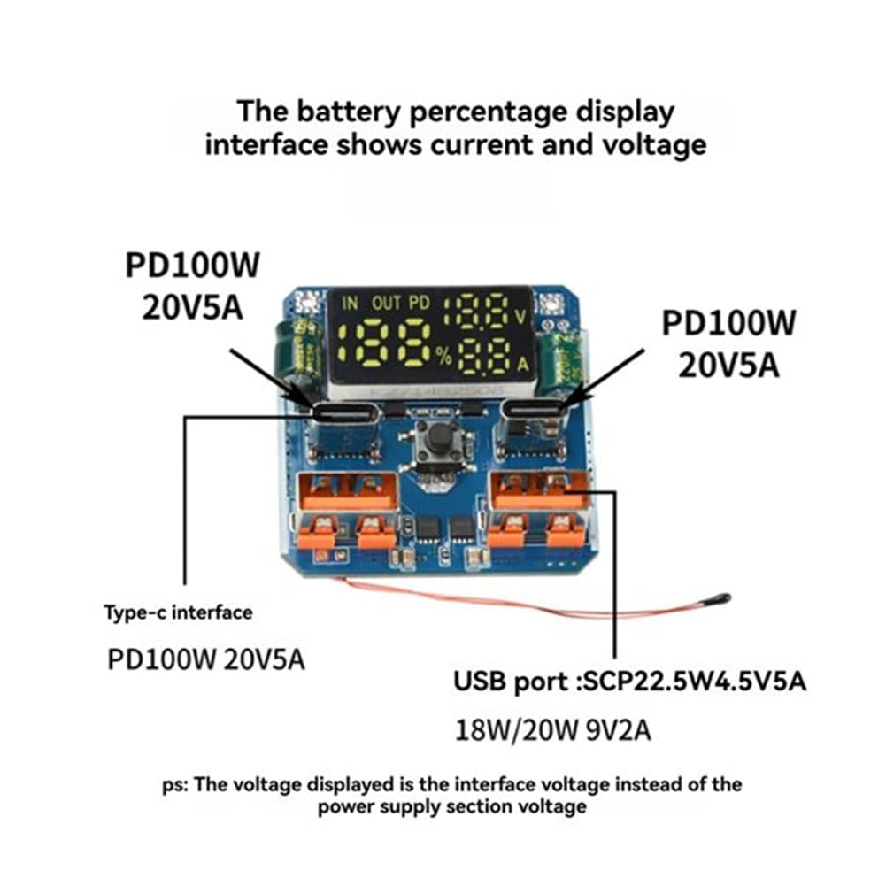 Modulo di Ricarica Rapida 4S PD 100W 20V 5A Alta Potenza Circuito Stampato Bidirezionale -Boost.