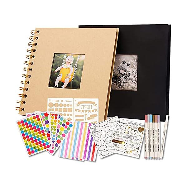 BXYLFF Fotoalbum, Baby Fotoalbum zum Selbstgestalten, 2 Bücher DIY Fotobuch 20 Seiten, 17x17 cm Spiral-Album mit…