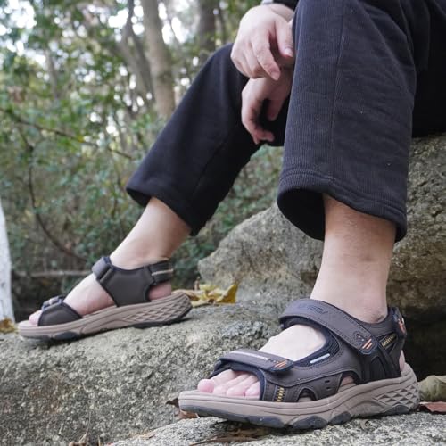 Image of Queday Womens Mens Sport Sandals Outdoor Hiking Sandals with Arch Support Comfortable Athletic Beach Sandals for Travel Walking Trekking Camping