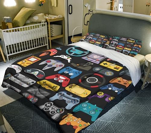 Awlnail Comforter Sets Gaming Quilt Sets Stars Space Bedding Sets for Kids Teens Boys Girls Adults Bedroom Decor Twin Size 3 51OaTcKn34L. AC