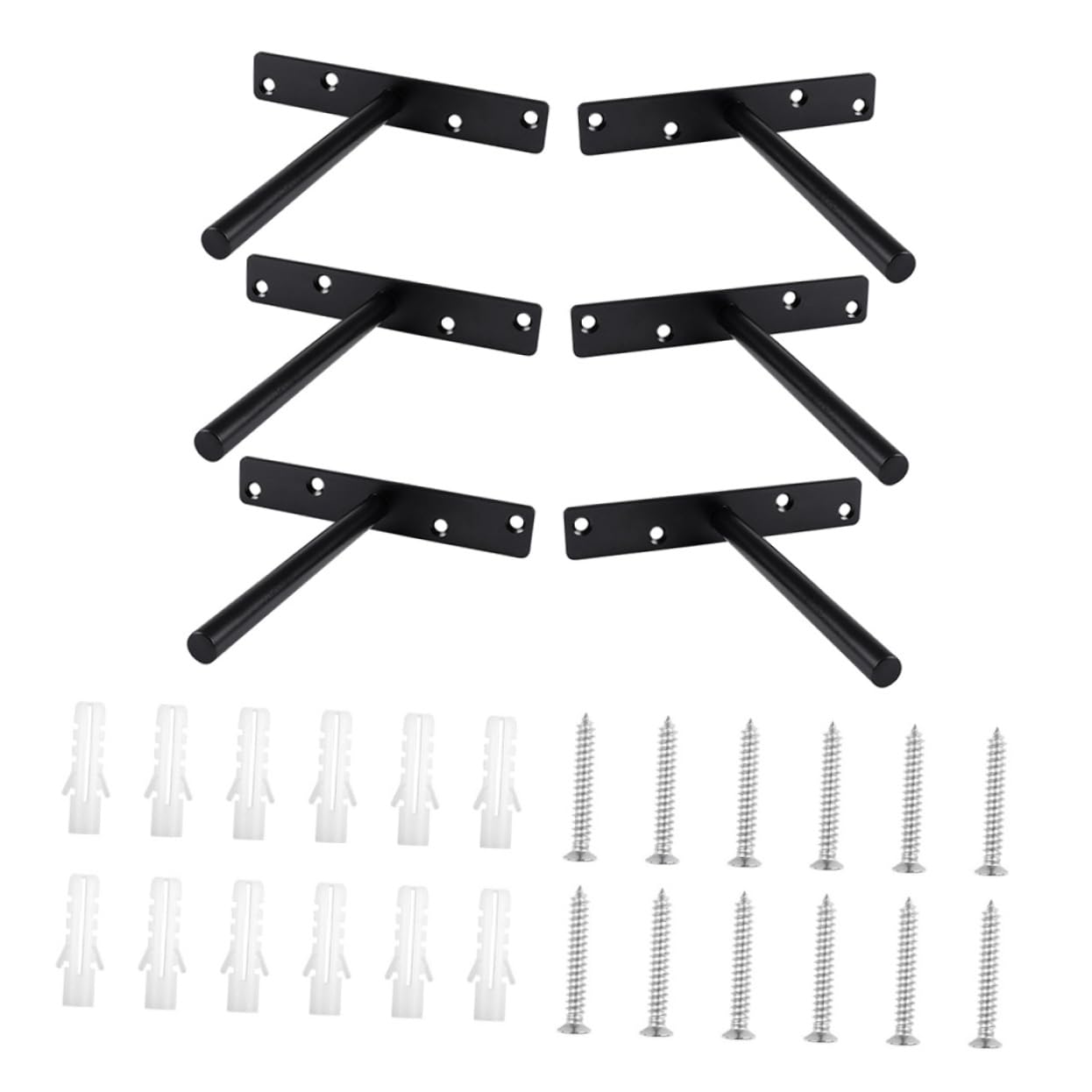 NUOBESTY 6 Set di Supporti per Mensole Invisibili Staffe da Parete ad Alta Resistenza in Ferro Nero Facili da Installare per Mensole Galleggianti