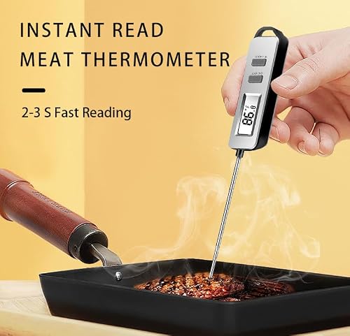 Digital Meat Thermometer, Paysean Instant Read Food Thermometer with 5.2" Probe, ±1°C High Accuracy Cooking Thermometer Auto-Off, LCD Display, for Kitchen, BBQ, Baking, Sourdough, Candy Making — view 3