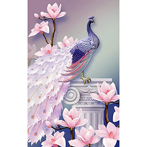 Kit broderie diamant paon magnolia 40x80cm à offrir pour les passionnés d'artisanat créatif