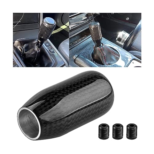 JNNJ Wave-Stick-Schaltknauf, Schalthebel aus Kohlefaser, Universal Auto Manueller Schalthebel mit 3 Adaptern, Schalthebelabdeckung Verkleidung für Fahrzeuge(Schwarz)