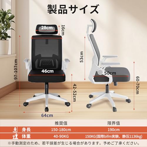 Sezlife オフィスチェア デスクチェア 人間工学 テレワークチェア 疲れない 椅子 腰サポート 跳ね上げ式アームレスト 3Dヘッドレスト ロッキング機能 高反発クッション PCチェア 通気性メッシュ ゲーミング/勉強/事務用 おしゃれ パソコンチェア (ホワイト) [2]