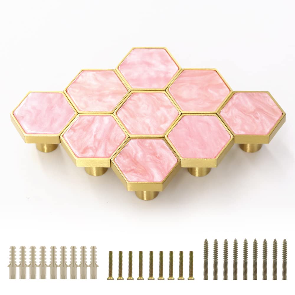 Evergd Pink 25Mm Pure Copper Handle Shell Brass Gold Wardrobe Kitchen Cabinet Door Knobs Drawer Cupboard Hardware Pull Handle Clothes Coat Hook Modern Simple (, 9)