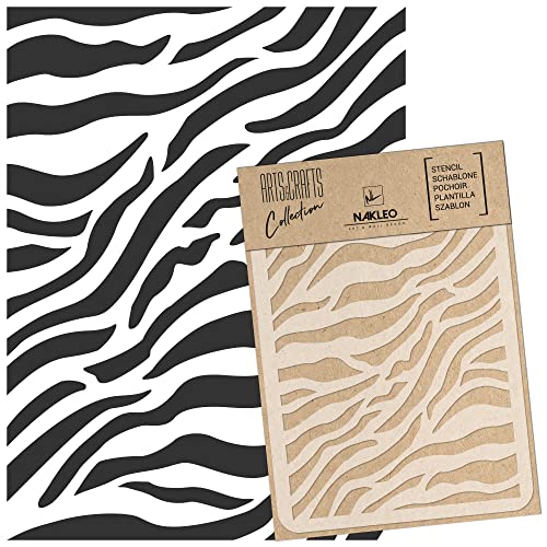 NAKLEO Painting Stencil for Crafts A3 30x42cm, Zebra Skin Animal Savanna Pattern