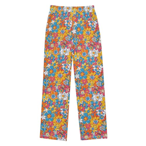 Bright Floral Seamless Pajamas Bottoms with Pockets Comfy Pjs Sleepwear Elastic Waistband Pajamas Pants Lounge Pants