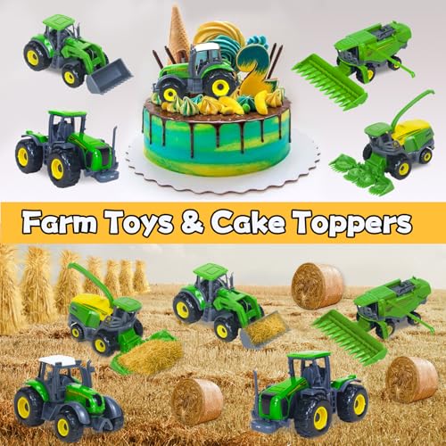 image for Tcvents 5 Pack Farm Tractor Toys, Die Cast Alloy Farm Trucks Tractor T