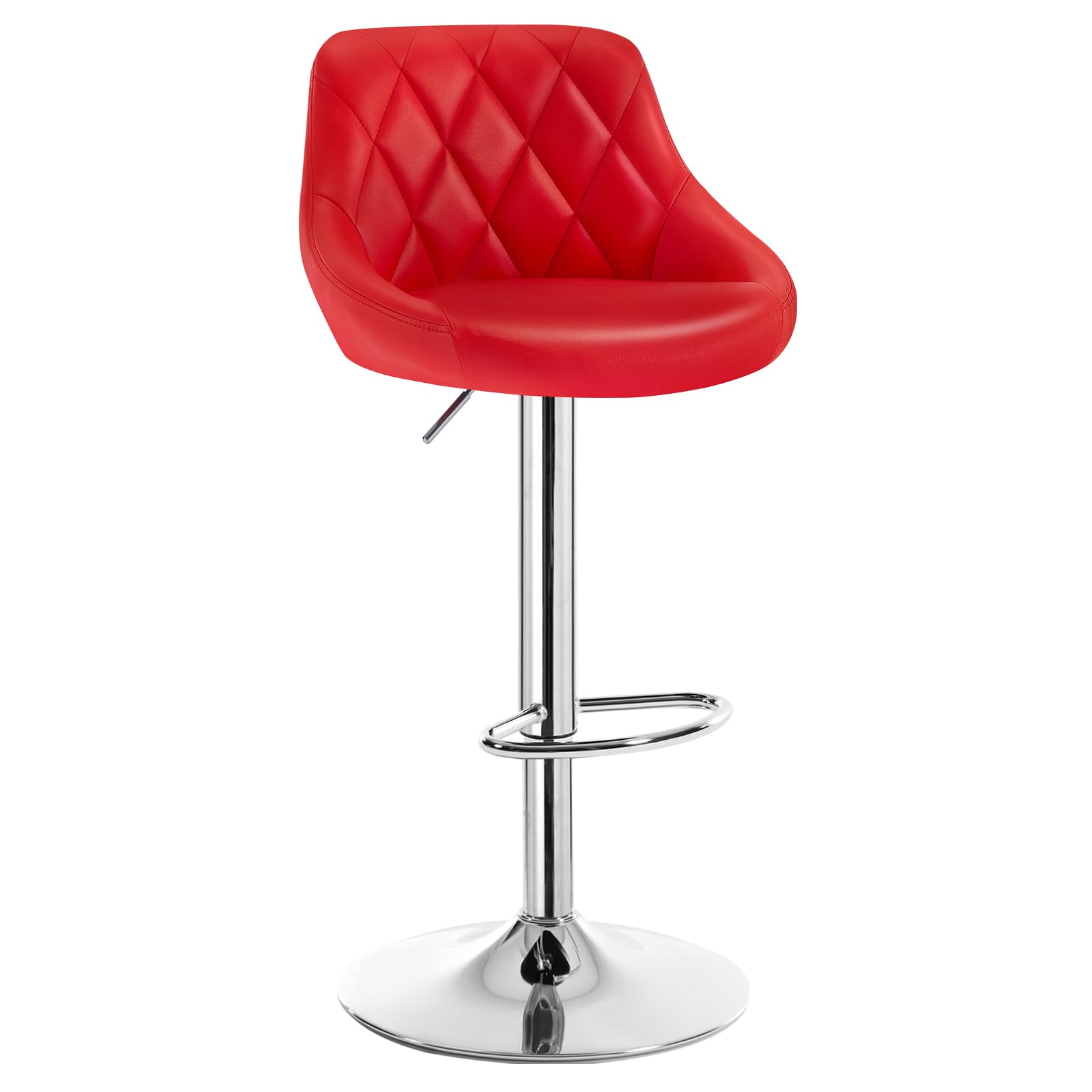 WOLTU 1 x Bar Stool with Synthetic Leather Backrest Adjustable Height Red