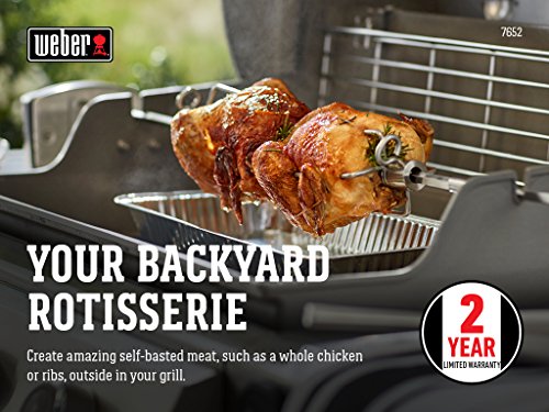 Weber Grill Rotisserie Kit for Genesis II 200/300 series (see compatibility) - Great for Slow Roasting Chicken, Ribs, or Turkey on your Weber Grill; Includes Spit, Forks, and Motor - Grill Accessories by Weber - Image 2