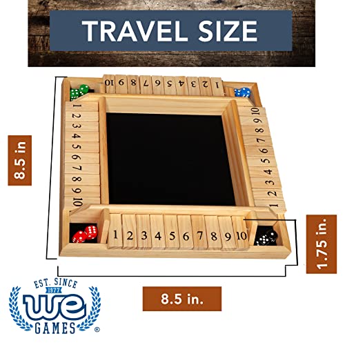 We Games Travel Size 4 Player Shut The Box Dice Board Game - Natural Wood - For Family Game Night Play In Classroom, Home Or Bar, 8.5 Inches #TOP1