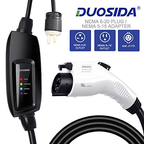 DUOSIDA Level 2 Charger (220-240V, 16A, 25FT+1.8FT) Portable Electric Vehicle Charger, NEMA 6-20P