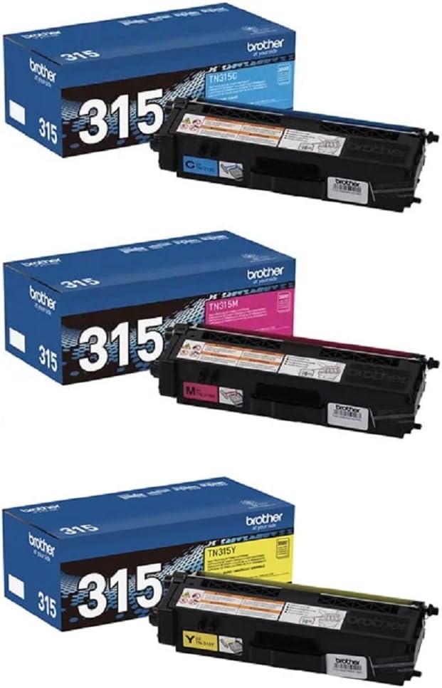 Brother TN-315CMY DCP-9050 9055 9270 HL-4140 4150 4570 MFC-9460 9465 9560 9970 Toner Cartridge set (Cyan Magenta Yellow, 3-Pack) in Retail Packaging (BND00317)